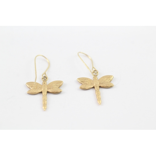 26 - 9ct gold dragonfly drop earrings (0.5g)