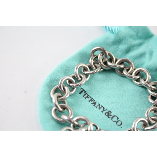 271 - Tiffany & Co Sterling Silver Belcher Link Bracelet w/ Heart Tag & Box 35g