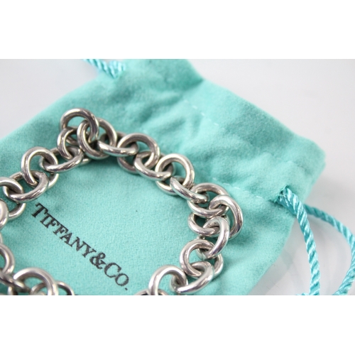 271 - Tiffany & Co Sterling Silver Belcher Link Bracelet w/ Heart Tag & Box 35g