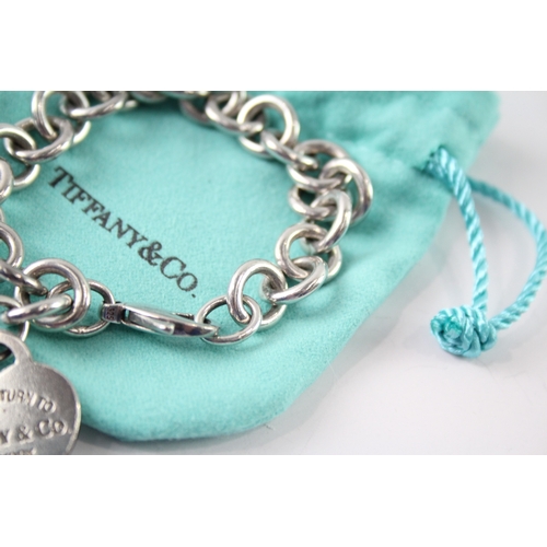 271 - Tiffany & Co Sterling Silver Belcher Link Bracelet w/ Heart Tag & Box 35g