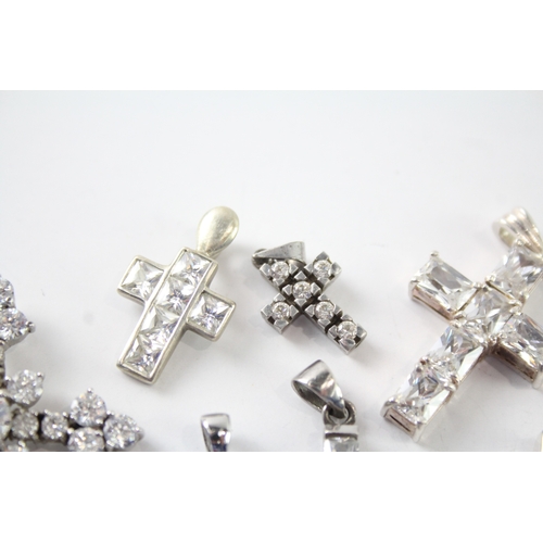 282 - Collection of Sterling Silver CZ Cross Pendants x 8 36g