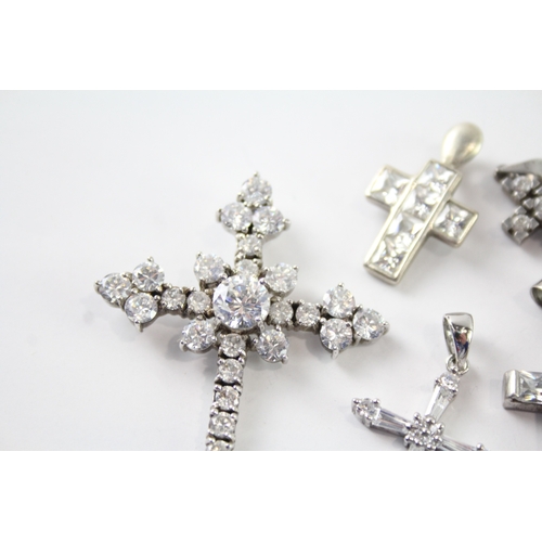 282 - Collection of Sterling Silver CZ Cross Pendants x 8 36g