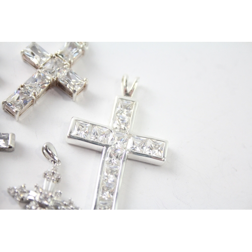 282 - Collection of Sterling Silver CZ Cross Pendants x 8 36g