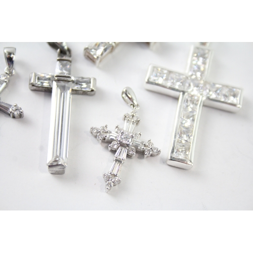 282 - Collection of Sterling Silver CZ Cross Pendants x 8 36g