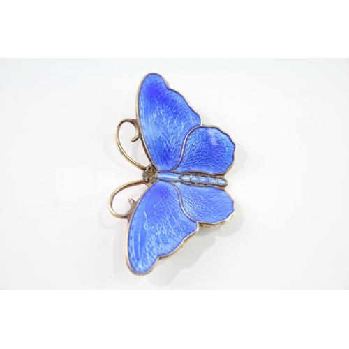 287 - David Andersen Sterling Silver Blue Enamel Butterfly Brooch 9g