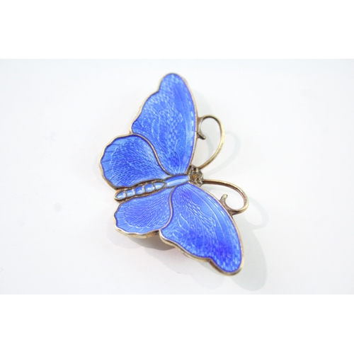 287 - David Andersen Sterling Silver Blue Enamel Butterfly Brooch 9g