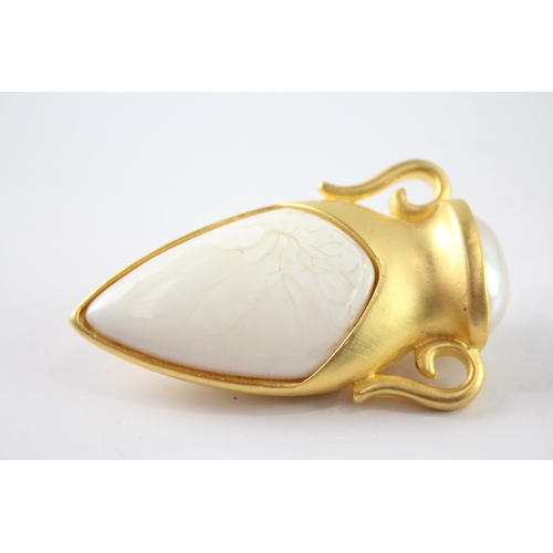 289 - Givenchy Gold Tone Urn Brooch 37g