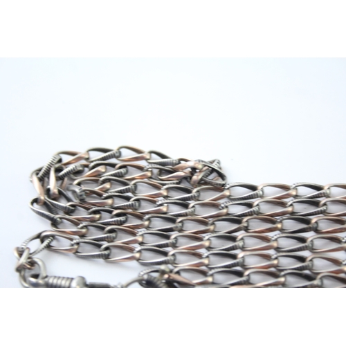 290 - Antique Sterling Silver Niello Guard Chain 51g