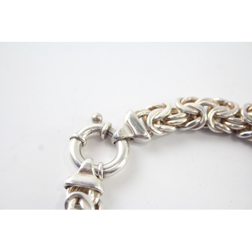 294 - Sterling Silver Byzantine Link Chain Bracelet 28g