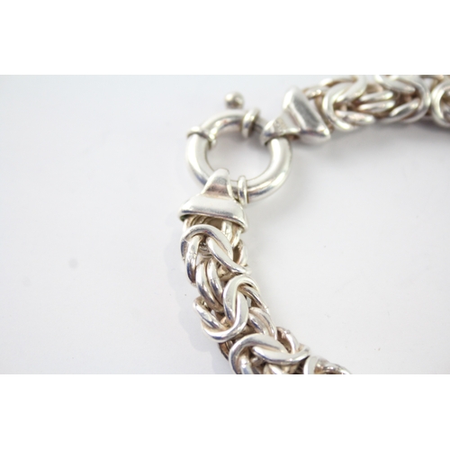 294 - Sterling Silver Byzantine Link Chain Bracelet 28g