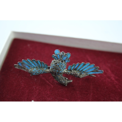 295 - Collection of Sterling Silver Kingfisher Feather Brooches x 2 5g