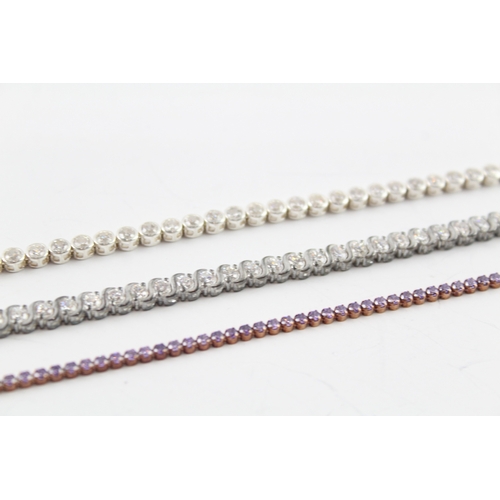 299 - Collection of Sterling Silver Tennis Bracelets inc. Cubic Zirconia x 3 26g