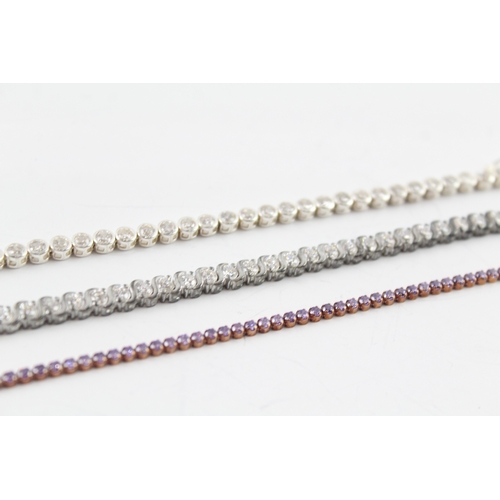 299 - Collection of Sterling Silver Tennis Bracelets inc. Cubic Zirconia x 3 26g