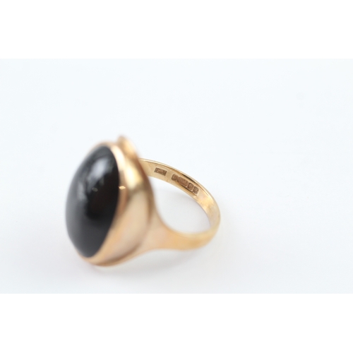 3 - 9ct rose gold onyx cocktail ring (7.2g) Size T