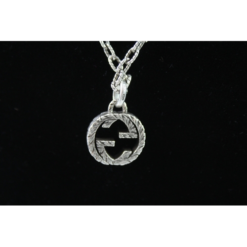 300 - Gucci Sterling Silver Necklace w/ Logo Pendant 18g