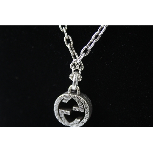 300 - Gucci Sterling Silver Necklace w/ Logo Pendant 18g