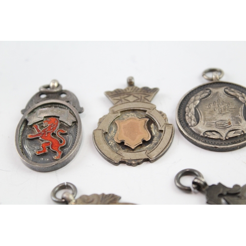 308 - 8 x Antique / Vintage Hallmarked .925 Sterling Silver Fobs / Medallions (86g)