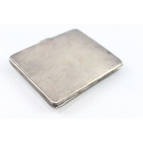 329 - Vintage 1938 Birmingham Sterling Silver Guilloche Enamel Cigarette Case (91g)