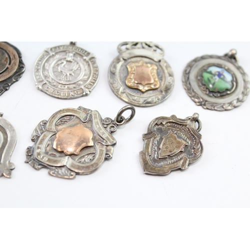 336 - 8 x Antique / Vintage Hallmarked .925 Sterling Silver Fobs / Medallions (74g)