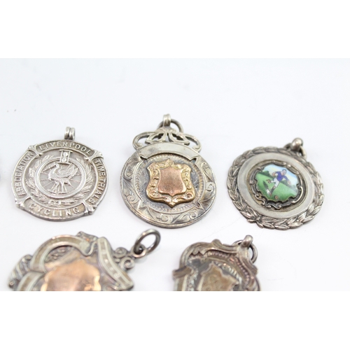 336 - 8 x Antique / Vintage Hallmarked .925 Sterling Silver Fobs / Medallions (74g)