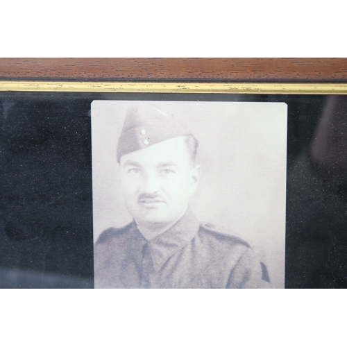 340 - Framed WW2 1st Army Territorial Medal Group & Box 7346619 Sgt HM Goodwin RAMC