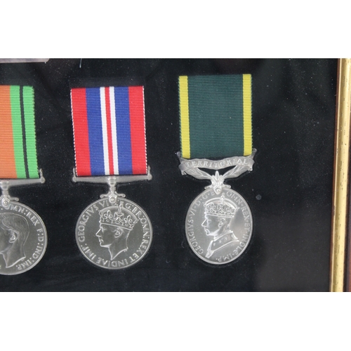 340 - Framed WW2 1st Army Territorial Medal Group & Box 7346619 Sgt HM Goodwin RAMC