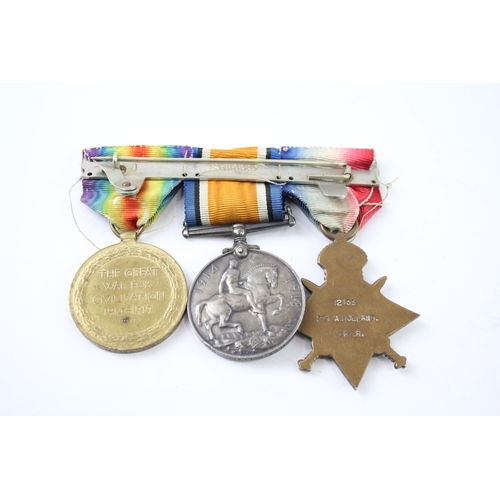 349 - Mounted WW1 1914-15 Star Trio 12433 Pte A Holland Norfolk Regt