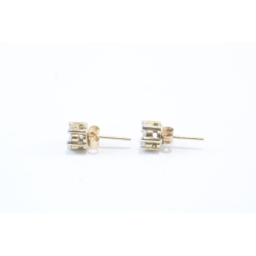 35 - 9ct gold diamond set cluster stud earrings (1.4g)