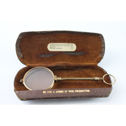 378 - Antique Lorgnette Plated Metal Glasses