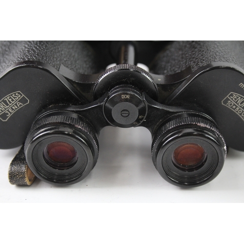 394 - Vintage Carl Zeiss Jena Jenoptem 10x50w Binoculars Working w/ Original Case