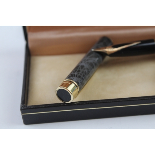 417 - Vintage Sheaffer Targa Grey Lacquer Fountain Pen 14ct Nib WRITING Boxed