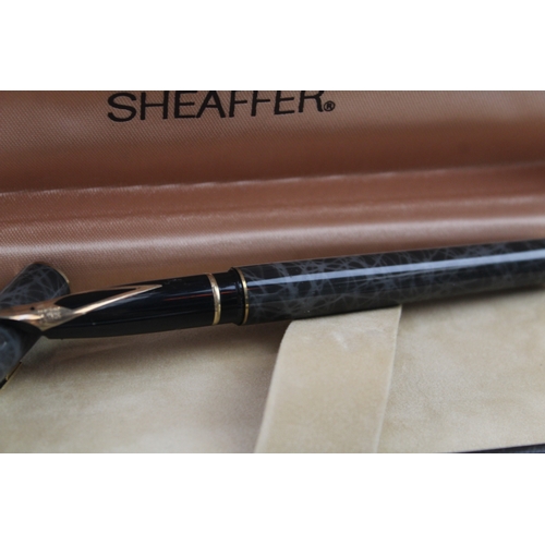 417 - Vintage Sheaffer Targa Grey Lacquer Fountain Pen 14ct Nib WRITING Boxed