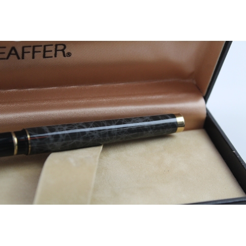 417 - Vintage Sheaffer Targa Grey Lacquer Fountain Pen 14ct Nib WRITING Boxed