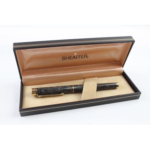 417 - Vintage Sheaffer Targa Grey Lacquer Fountain Pen 14ct Nib WRITING Boxed