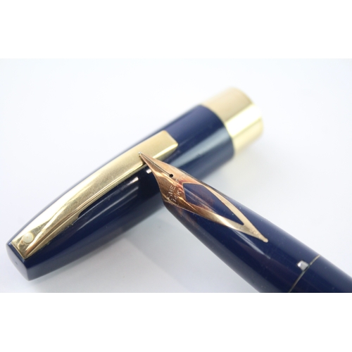 420 - Vintage Sheaffer PFM Pen For Men Navy Fountain Pen w/ 14ct Gold Nib WRITING