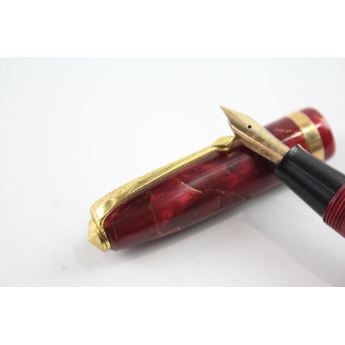 429 - Vintage Conway Stewart 84 Red Cased Fountain Pen w/ 14ct Gold Nib WRITING