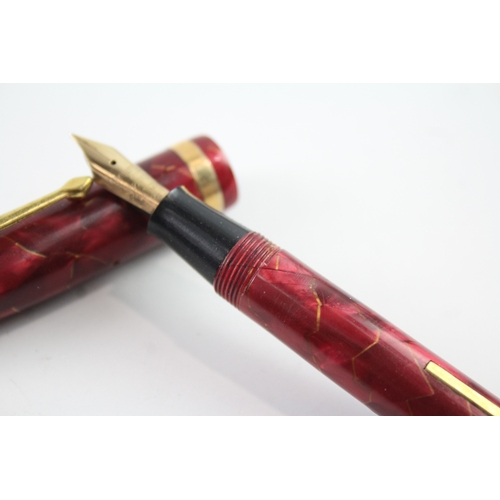 429 - Vintage Conway Stewart 84 Red Cased Fountain Pen w/ 14ct Gold Nib WRITING