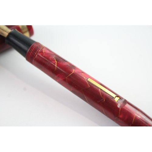 429 - Vintage Conway Stewart 84 Red Cased Fountain Pen w/ 14ct Gold Nib WRITING