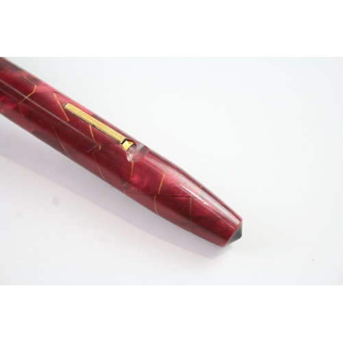 429 - Vintage Conway Stewart 84 Red Cased Fountain Pen w/ 14ct Gold Nib WRITING