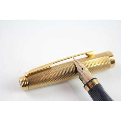 430 - Vintage Parker 75 Gold Plated Fountain Pen w/ 14ct Gold Nib WRITING