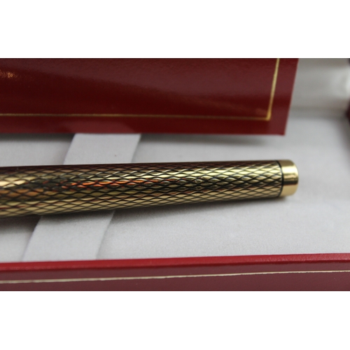 432 - Vintage Sheaffer Targa Gold Plated Fountain Pen 14ct Nib WRITING Boxed