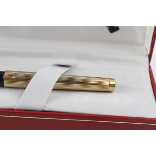 435 - 2 x Vintage Sheaffer Targa Gold Plated Fountain Pens 14ct Nibs WRITING Boxed