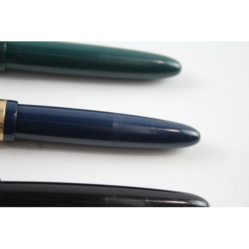 440 - 3 x Vintage Parker Duofold Fountain Pens w/ 14ct Gold Nibs WRITING Inc Black Etc