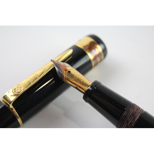 442 - De La Rue ONOTO The Pen Black Fountain Pen w/ Gold Plate Nib, .925 Banding