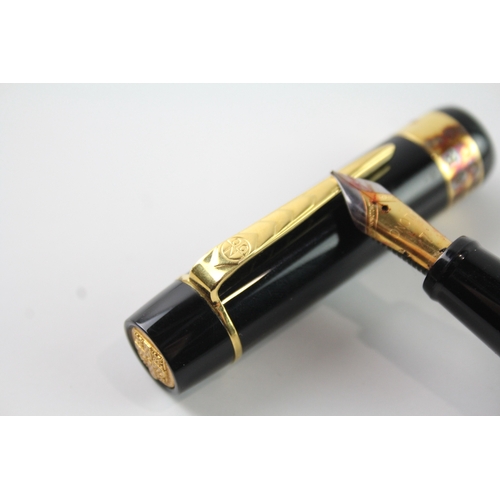 442 - De La Rue ONOTO The Pen Black Fountain Pen w/ Gold Plate Nib, .925 Banding