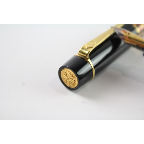 442 - De La Rue ONOTO The Pen Black Fountain Pen w/ Gold Plate Nib, .925 Banding