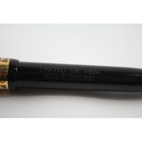 442 - De La Rue ONOTO The Pen Black Fountain Pen w/ Gold Plate Nib, .925 Banding