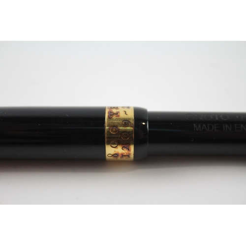 442 - De La Rue ONOTO The Pen Black Fountain Pen w/ Gold Plate Nib, .925 Banding