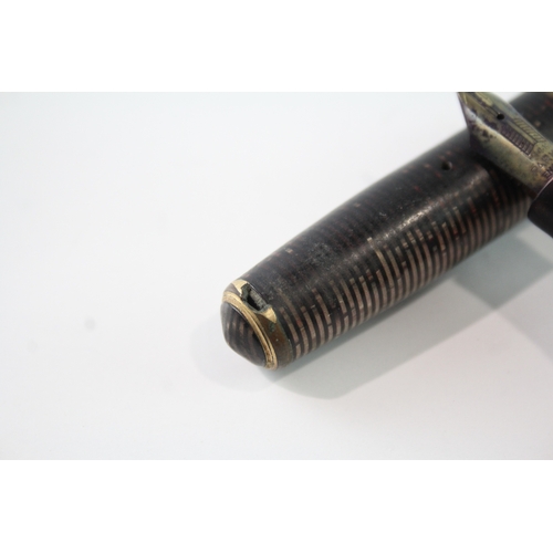 444 - Vintage Parker Vaccumatic Brown Fountain Pen w/ 14ct Gold Nib WRITING