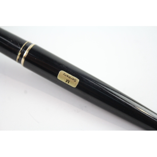 446 - Vintage Montblanc Classic Black & Gold Plate Band Fountain Pen 14ct Nib WRITING